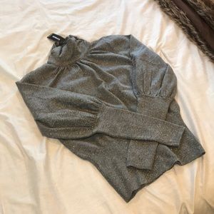 Express Grey Metallic Balloon sleeve sweater XS